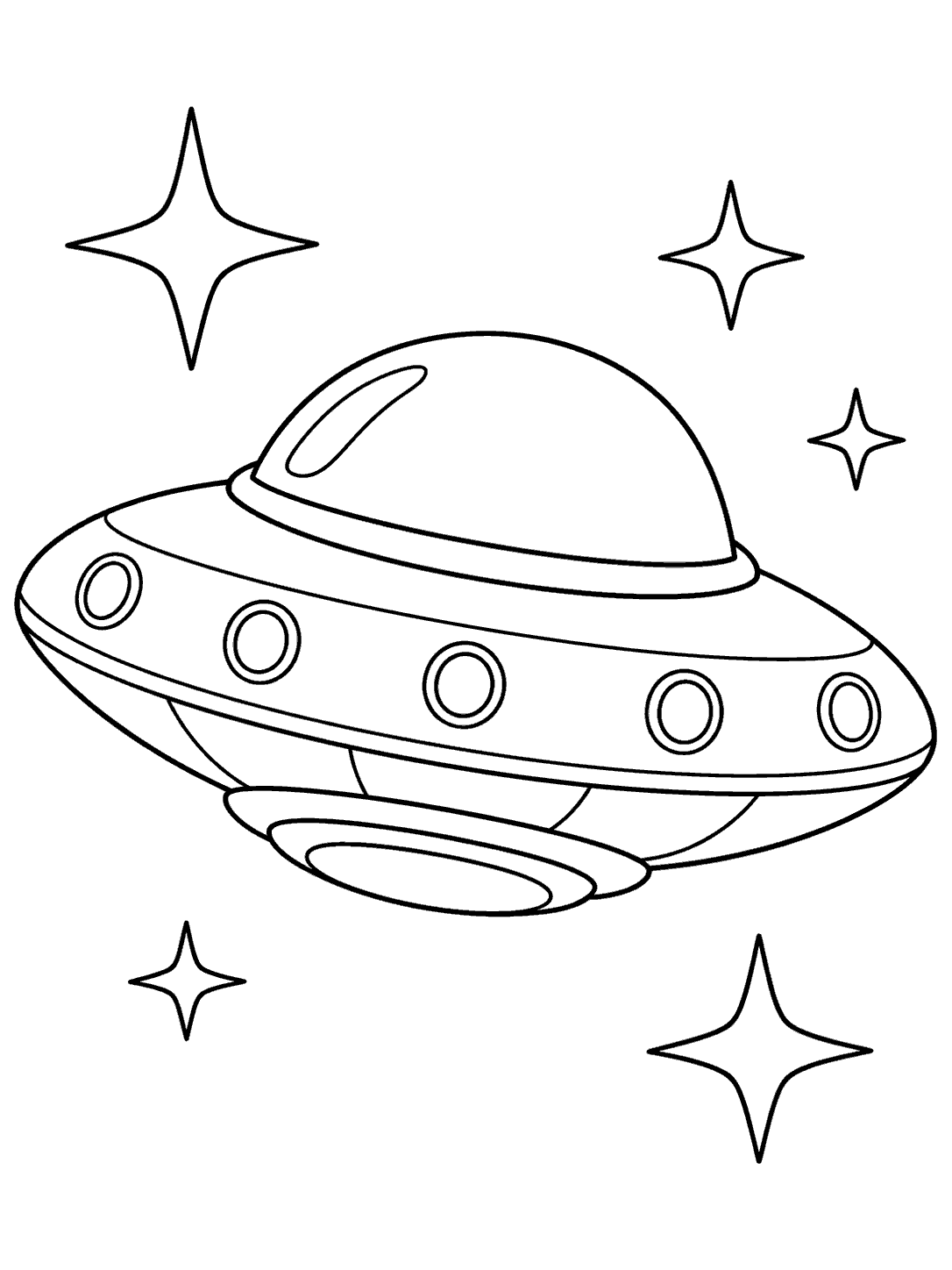 Classic saucer spaceship in space