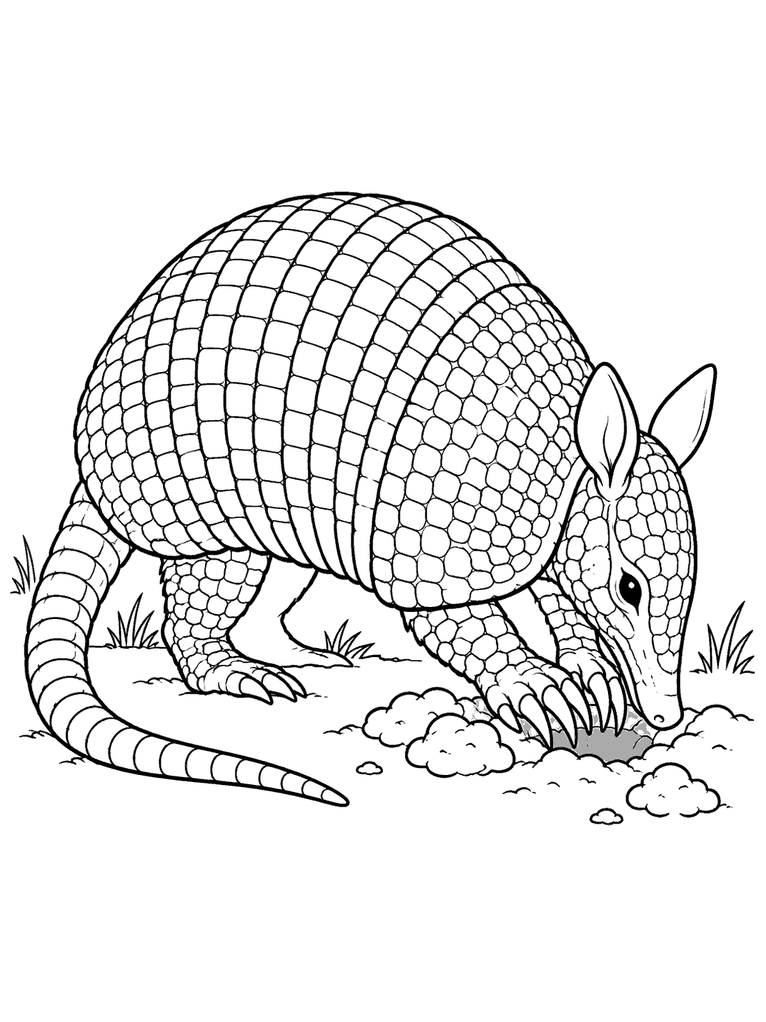 Armadillo digging a shallow hole