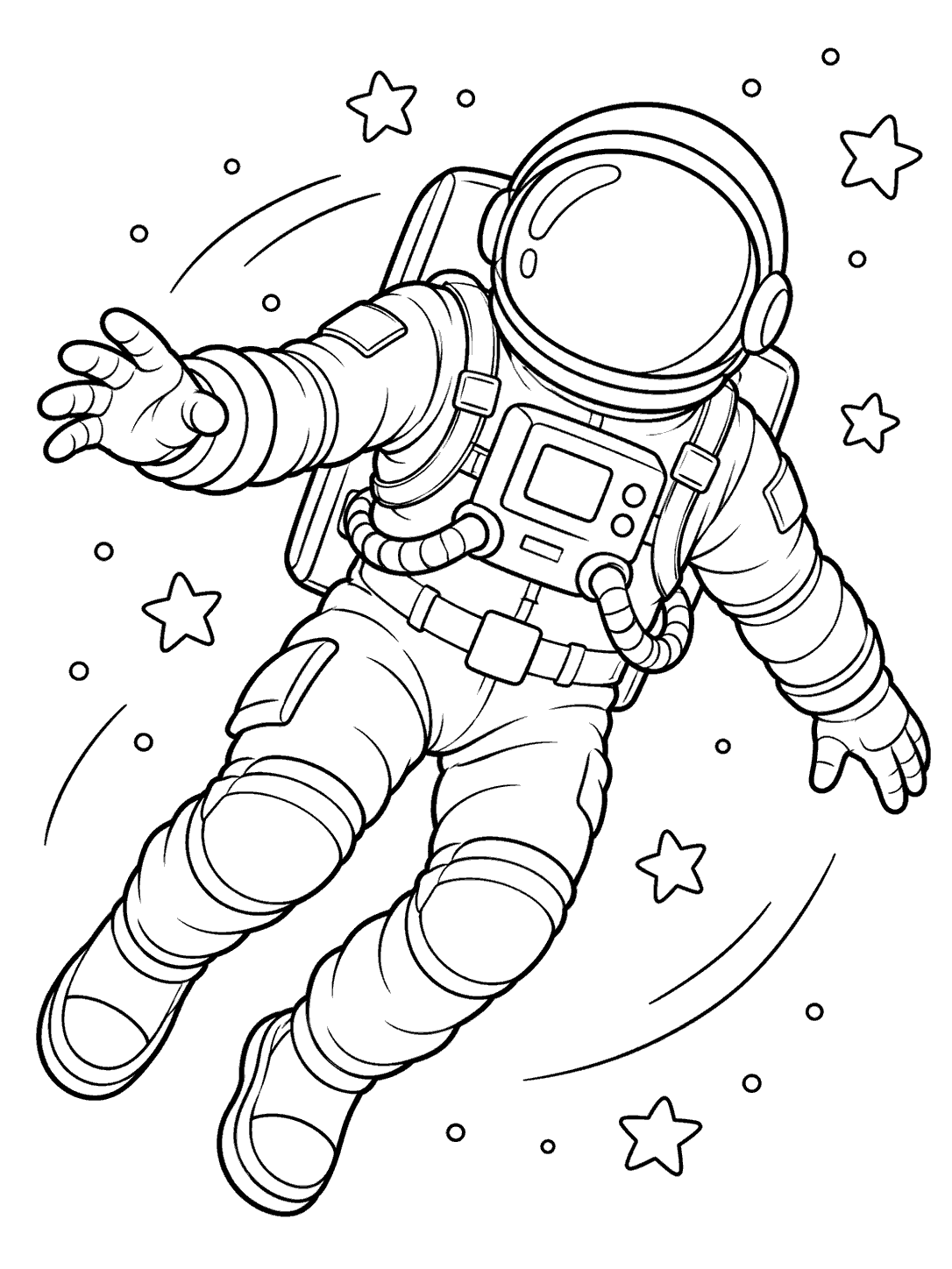 Floating astronaut coloring page