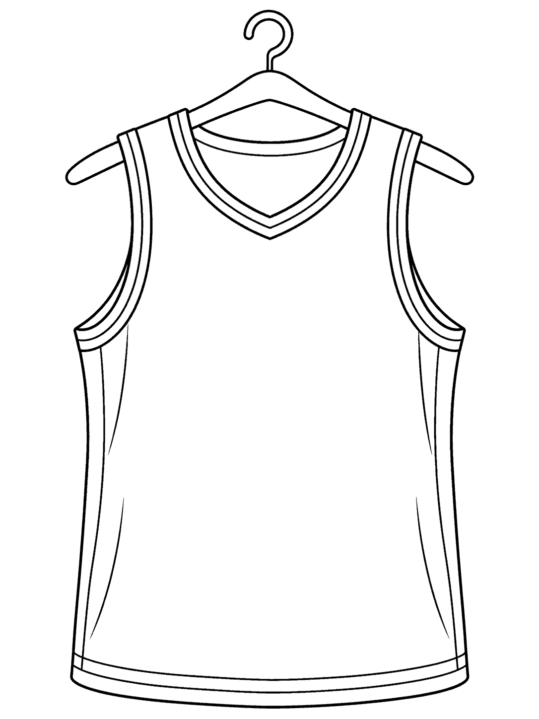 Generic sleeveless basketball jersey on a hanger