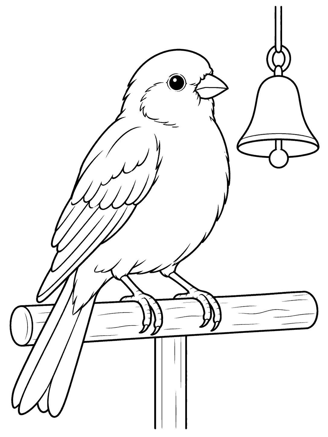 Canary and small bell coloring page