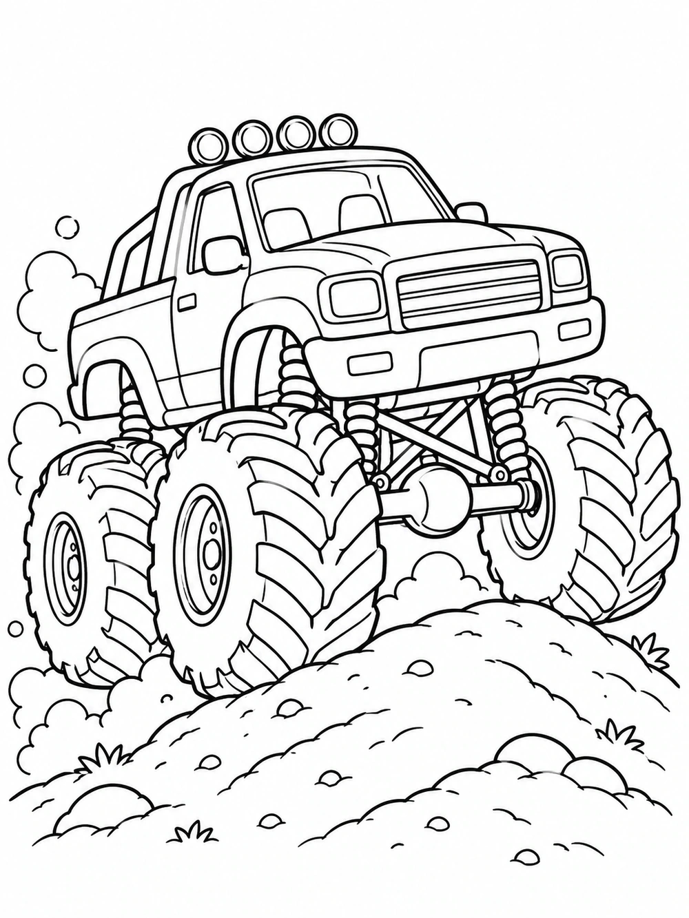 Monster truck with oversized tires coloring page