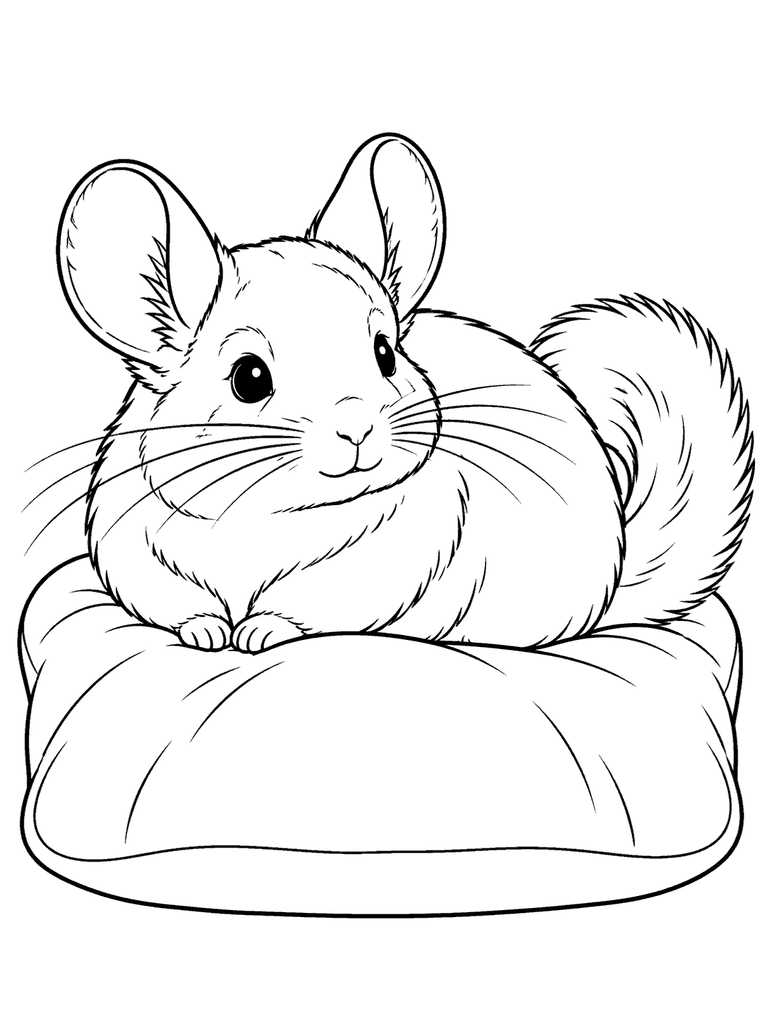 Chinchilla resting on cushion coloring page