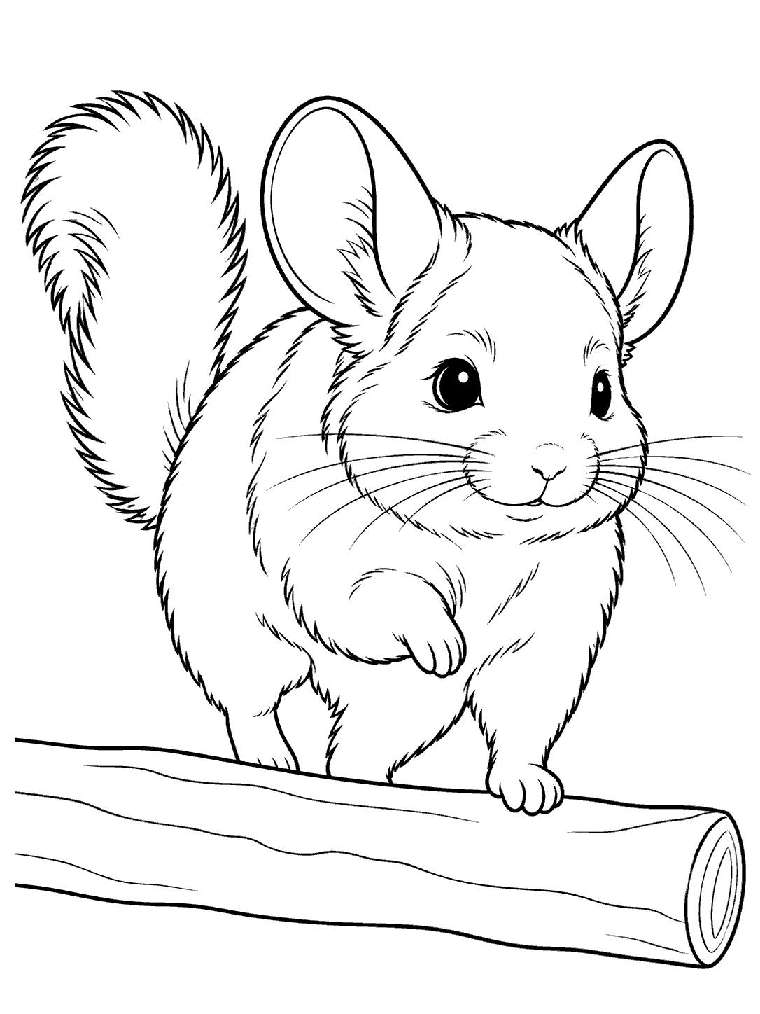 Chinchilla stepping over log coloring page