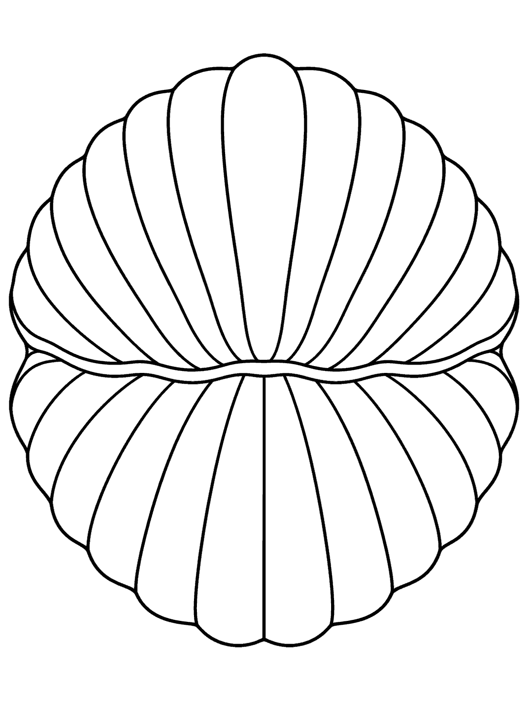 Closed ridged clam shell coloring page