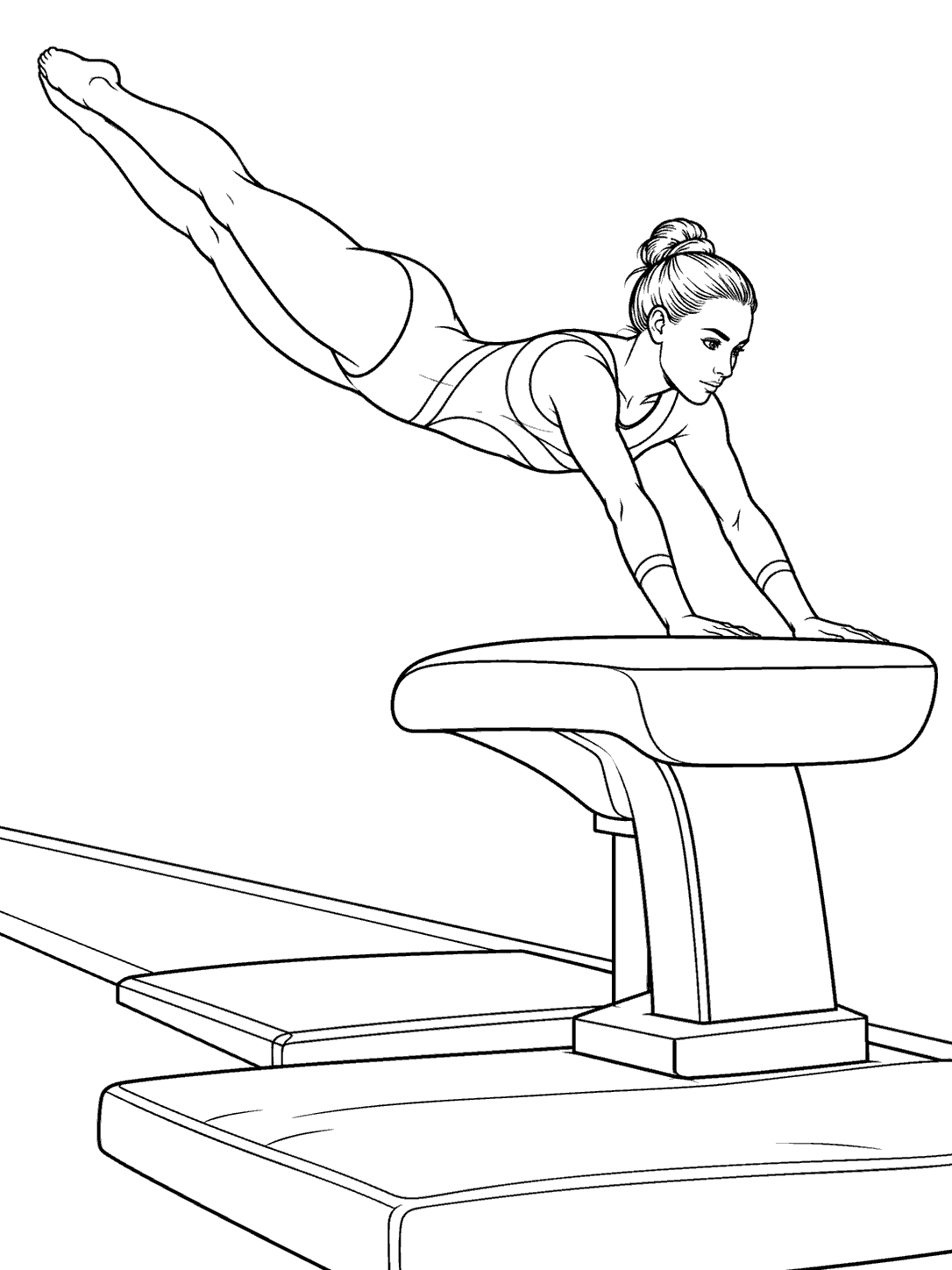 Gymnast vaulting over a padded vault table