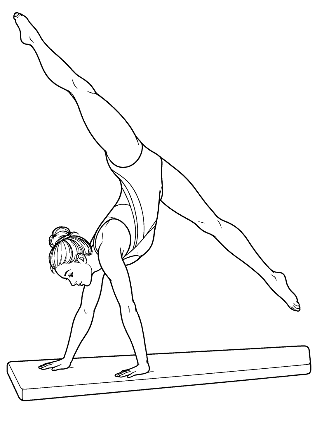 Adult gymnast in a leotard performing a cartwheel on a floor mat