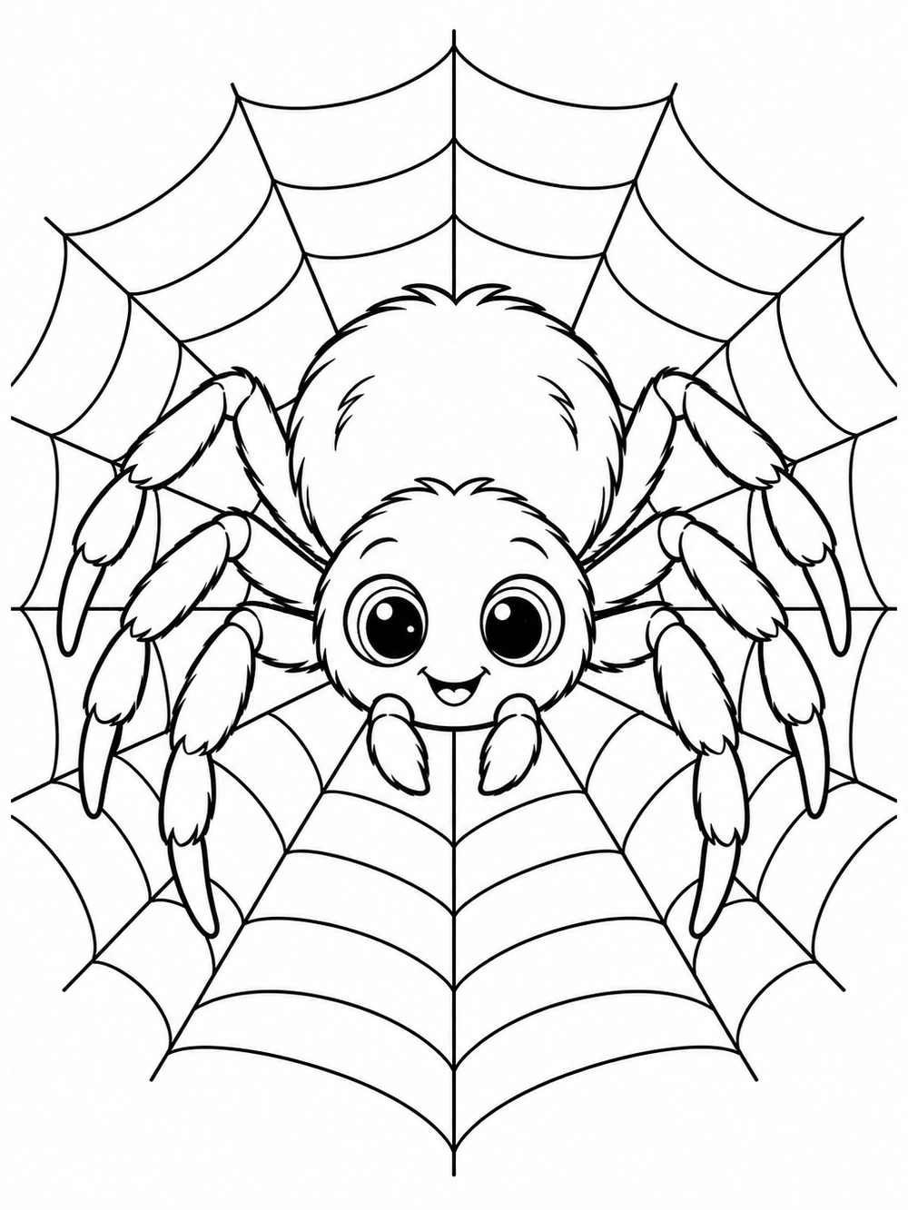 Friendly large-eyed spider with eight visible legs in a circular web