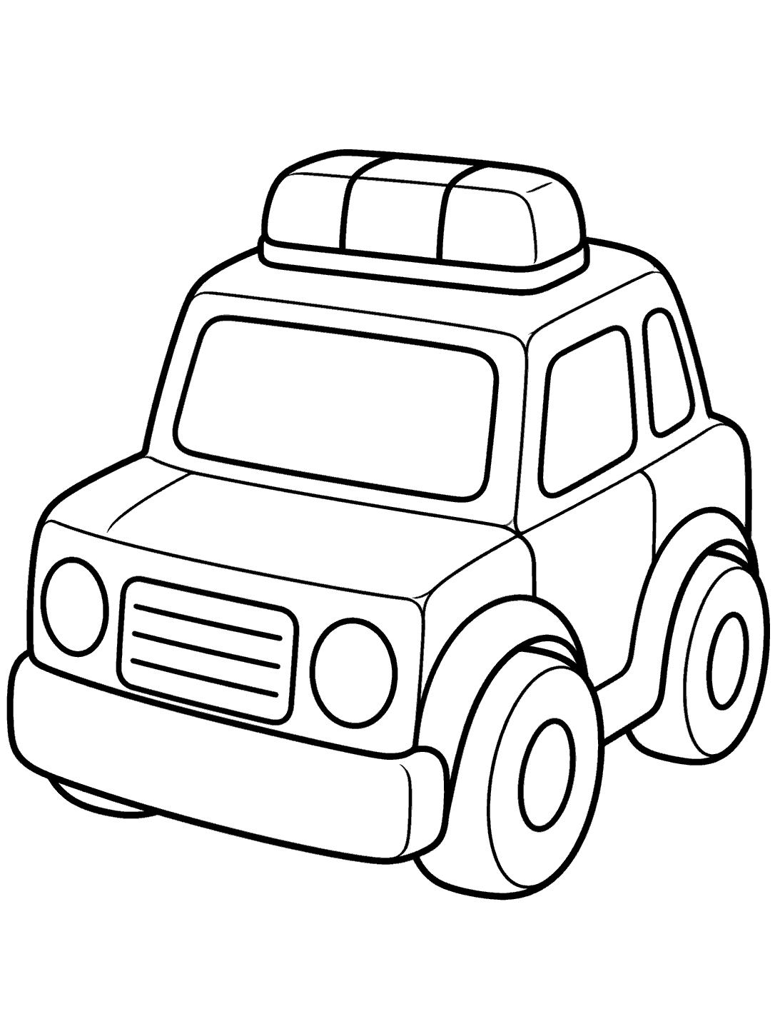 Block-style toy police car coloring page
