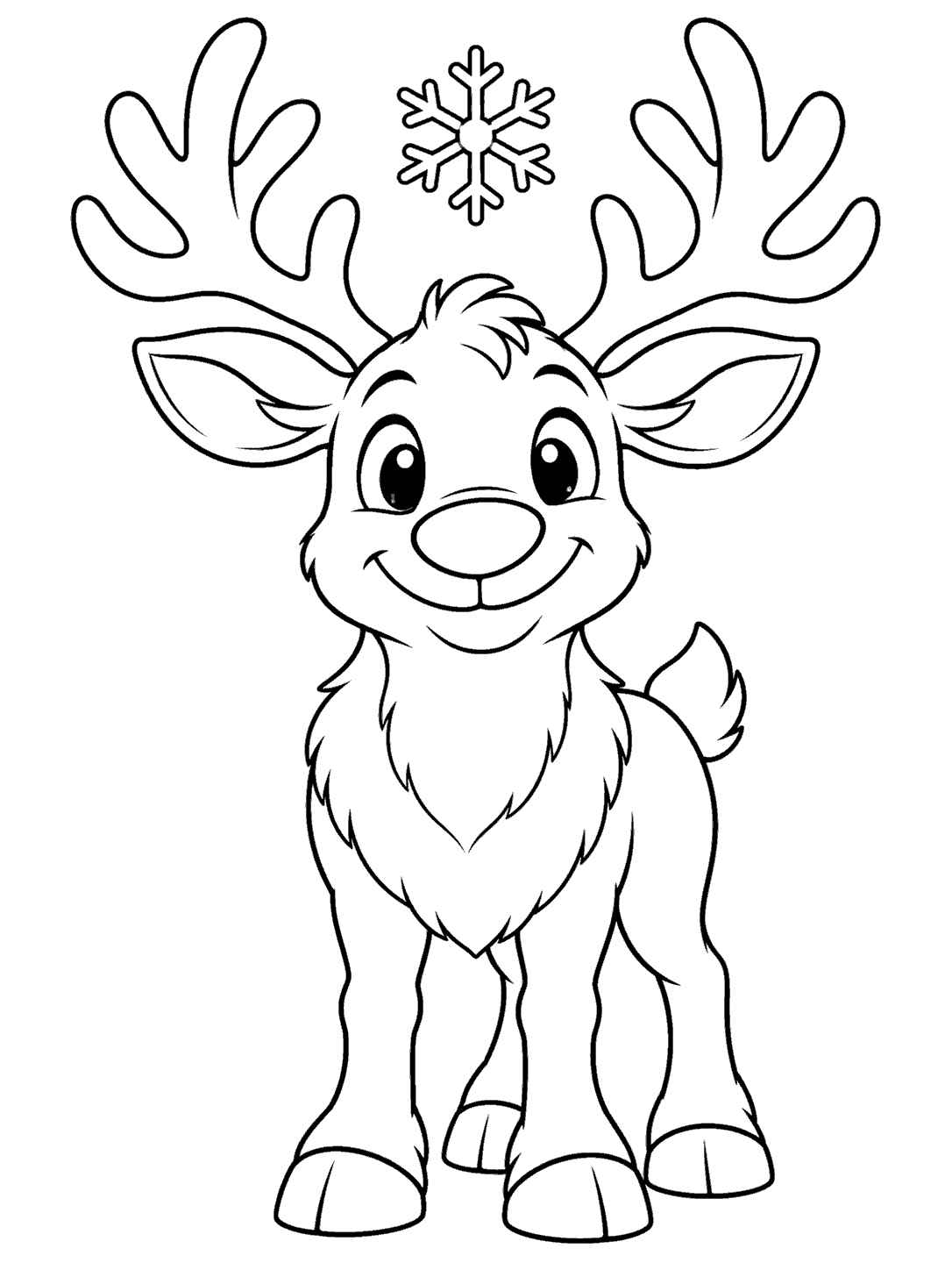 Smiling reindeer coloring page