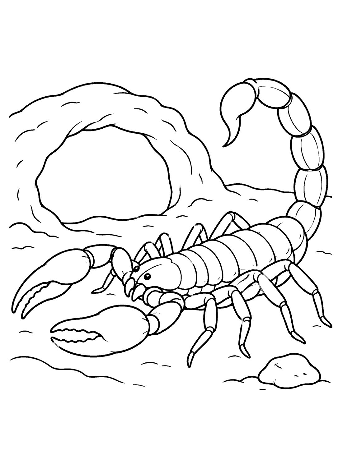 Scorpion and shallow burrow entrance coloring page