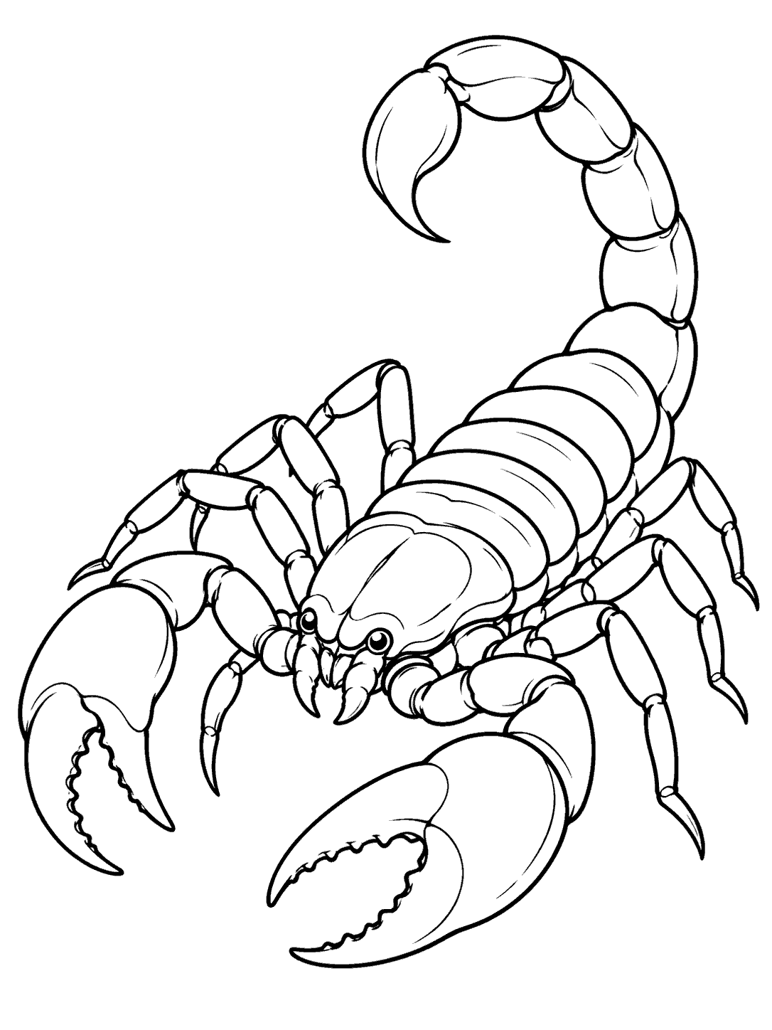 Scorpion coloring page emphasizing its pincer and tail