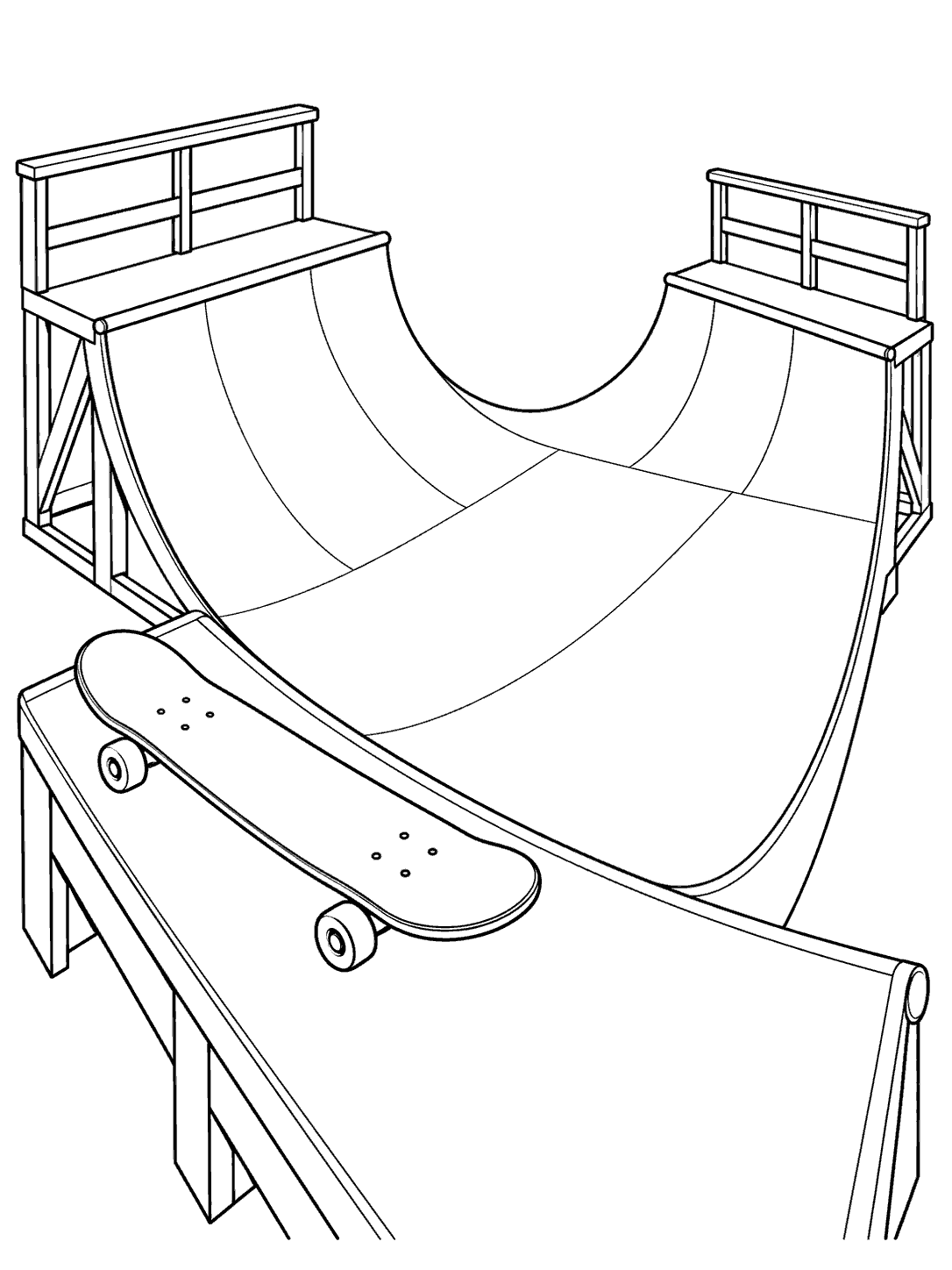 Skateboard on a mini ramp coloring page