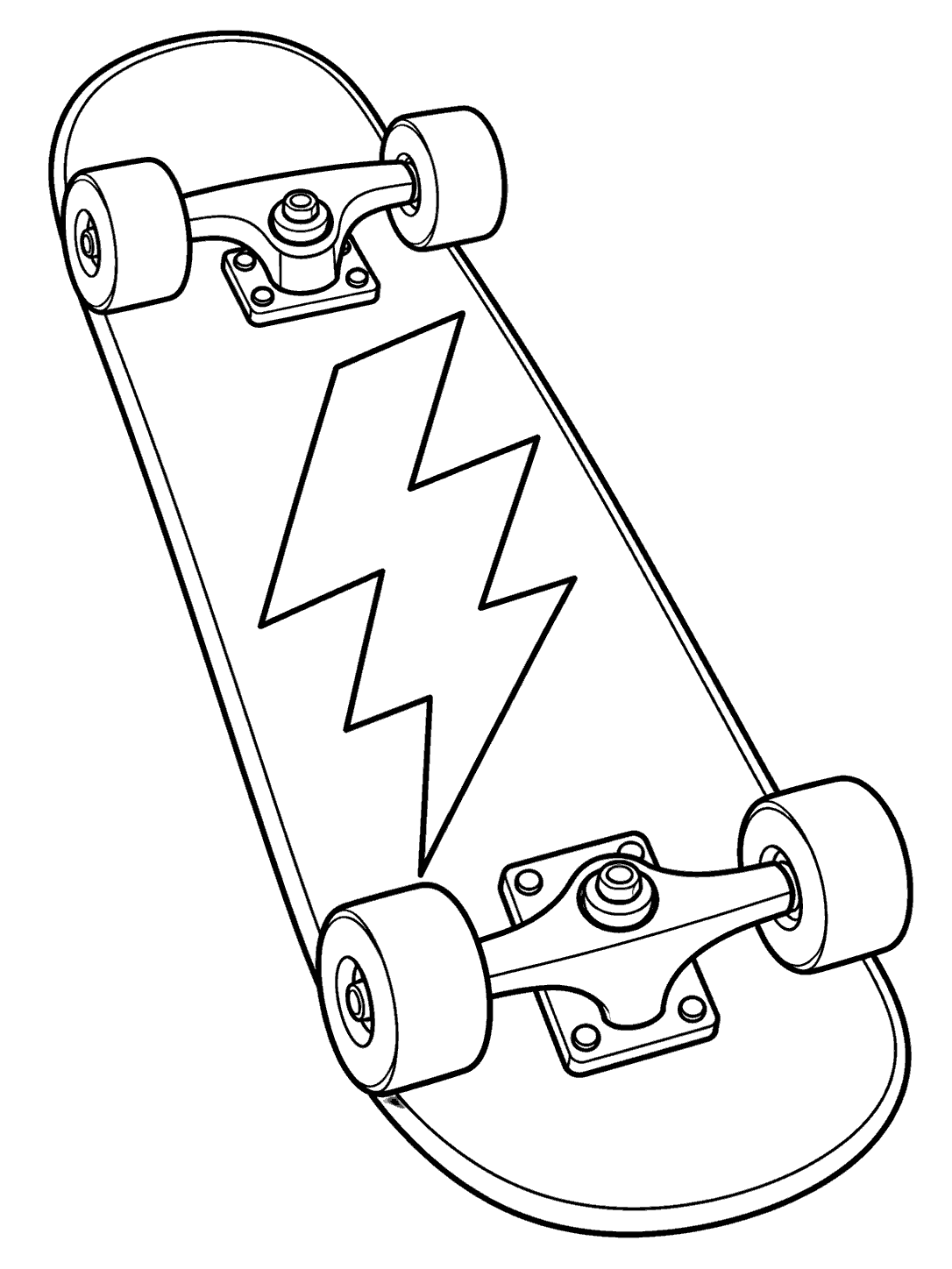 Lightning bolt skateboard coloring page