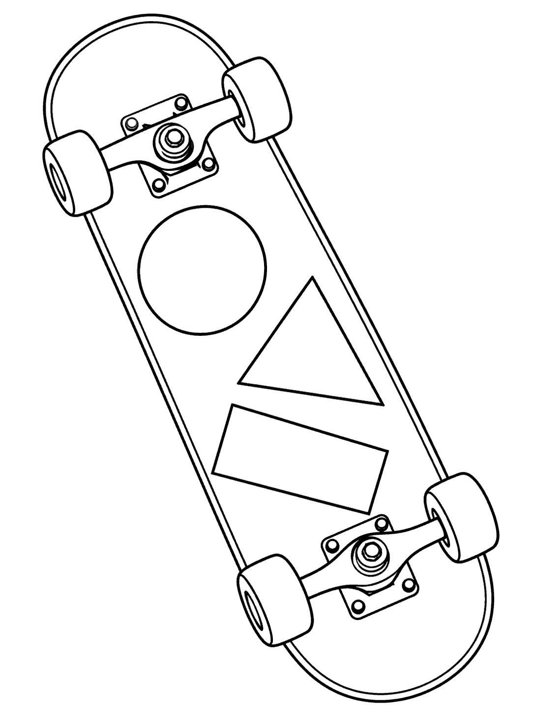Geometric skateboard deck coloring page