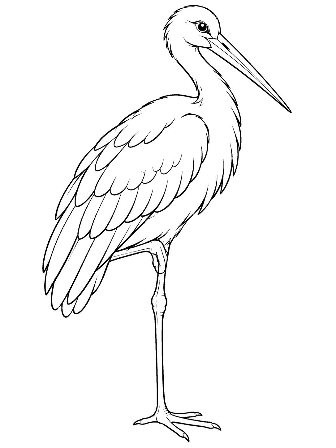 Stork balancing on one leg coloring page