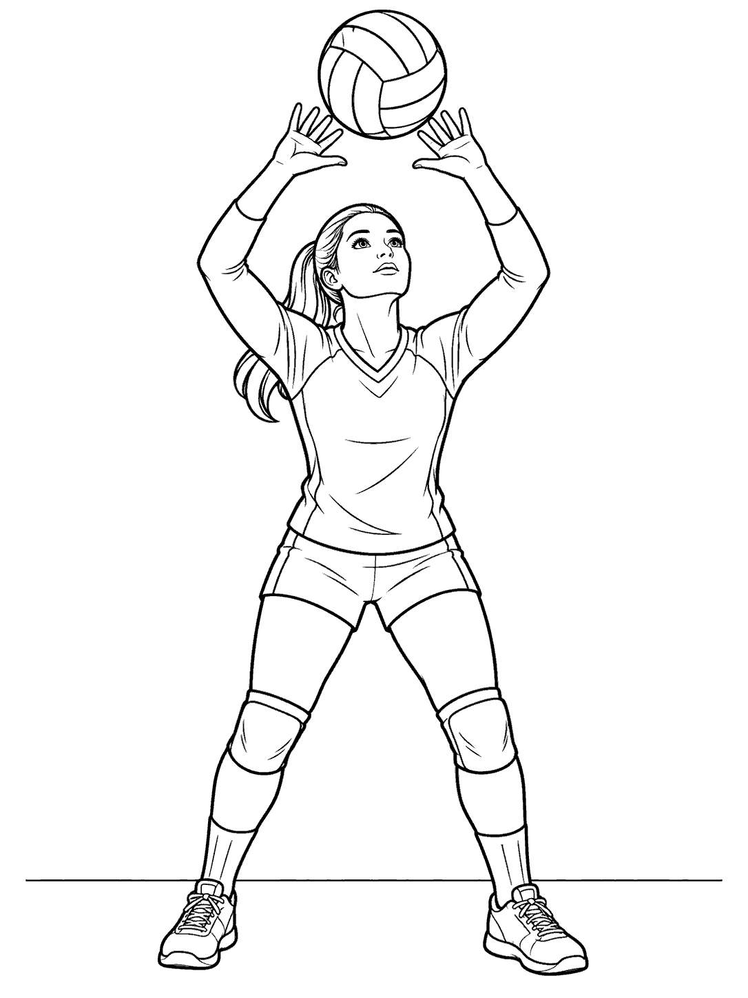 Volleyball coloring page of an adult setter setting a ball